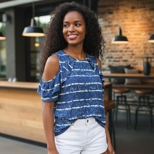 Juicy Couture Blue & White Tie-Dye Top